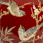 Настольная лампа бордовая с изображением птиц Slip Away варинант исполнения - 6 | Loft Concept в Твери