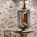 Обои ручная роспись Fishes Blue Pearl on Tarnished Silver gilded silk with pearlescent antiquing варинант исполнения - 1 | Loft Concept в Твери