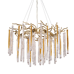 Люстра подвесная золотого цвета с разветвленными ветвями и прозрачными стеклянными подвесками Droplet Chandelier варинант исполнения - 1 | Loft Concept в Твери