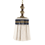 Подвесной светильник с подвесом из деревянных бусин и абажуром из кисточек Аmbiance варинант исполнения - 1 | Loft Concept в Твери
