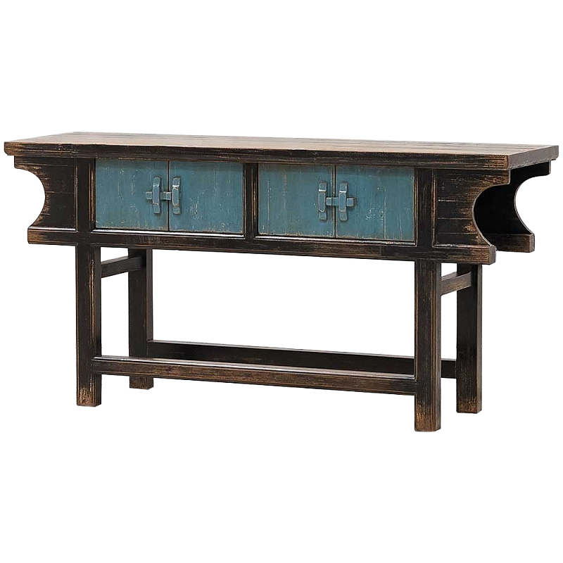 Консоль деревянная в китайском стиле Vintage Blue Console Коричневый Бирюзовый Древесина Консоль деревянная в китайском стиле Vintage Blue Console Коричневый Бирюзовый Древесина в Твери | Loft Concept
