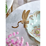 Чаша из голубого фарфора на бронзовых ножках с рисунком цветов и фигурками стрекоз Blue Garden варинант исполнения - 5 | Loft Concept в Твери