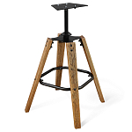 Барный стул со спинкой и металлической подставкой на 4-х деревянных ножках Бежевый Велюр Vendramin Chair варинант исполнения - 8 | Loft Concept в Твери