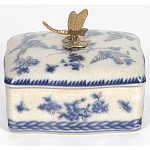 Фарфоровая шкатулка с бронзовой стрекозой Blue and White варинант исполнения - 3 | Loft Concept в Твери