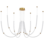 Люстра подвесная с 6-ю изогнутыми плафонами и белыми декоративными шариками PEARLS Suspension варинант исполнения - 1 | Loft Concept в Твери