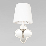 Бра с белым текстильным абажуром и декоративным основанием в виде четырехлистника с зеркальной вставкой Vitorino варинант исполнения - 22 | Loft Concept в Твери