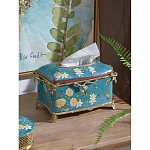 Салфетница прямоугольная голубого цвета с цветами и бабочками Blue Garden варинант исполнения - 3 | Loft Concept в Твери