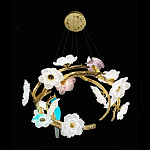 Люстра круглая на золотом каркасе с птичками и цветочным декором Miscellaneous herbs варинант исполнения - 8 | Loft Concept в Твери