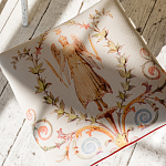 Банкетка одноместная из массива бука бежевая с растительным орнаментом Raffael Beige Floral Banquette варинант исполнения - 3 | Loft Concept в Твери