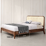 Кровать двуспальная с каркасом из дерева и мягким изголовьем Moon Walnut Bed варинант исполнения - 6 | Loft Concept в Твери