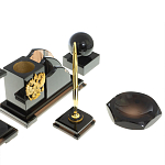 Настольный письменный набор с часами из природного камня обсидиана National Еmblem варинант исполнения - 5 | Loft Concept в Твери