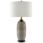 Настольная лампа керамическая с тканевым цилиндрическим абажуром Bullet варинант исполнения - 2 | Loft Concept в Твери