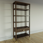 Стеллаж Elsa Dreams Walnut со стеклянными полками и ящиком варинант исполнения - 1 | Loft Concept в Твери