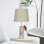 Настольная лампа с тканевым абажуром и основанием в виде птицы на дереве Simurq варинант исполнения - 3 | Loft Concept в Твери