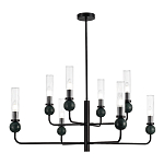 Люстра с 8-ю плафонами в форме стеклянных трубок и мраморных декоративных элементов Montreal варинант исполнения - 1 | Loft Concept в Твери