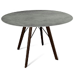 Стол обеденный с серой овальной столешницей из керамики на четырех деревянных ножках Gray Ceramics варинант исполнения - 1 | Loft Concept в Твери