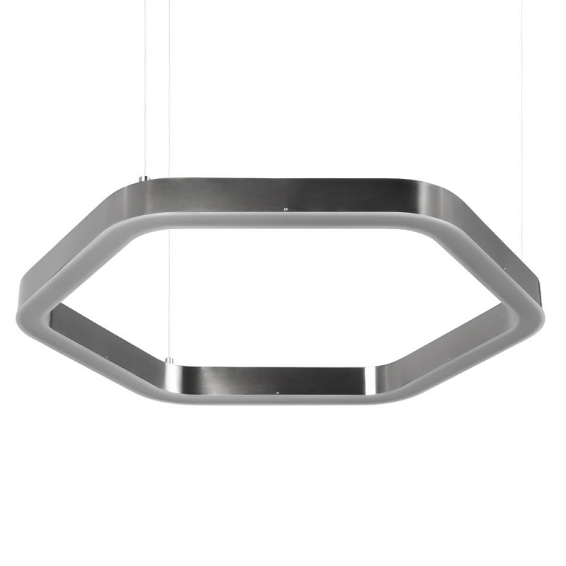Люстра подвесная светодиодная в форме шестиугольника Диаметр 60 см Hexagon Horizontal Антрацит Золотой в Твери | Loft Concept 