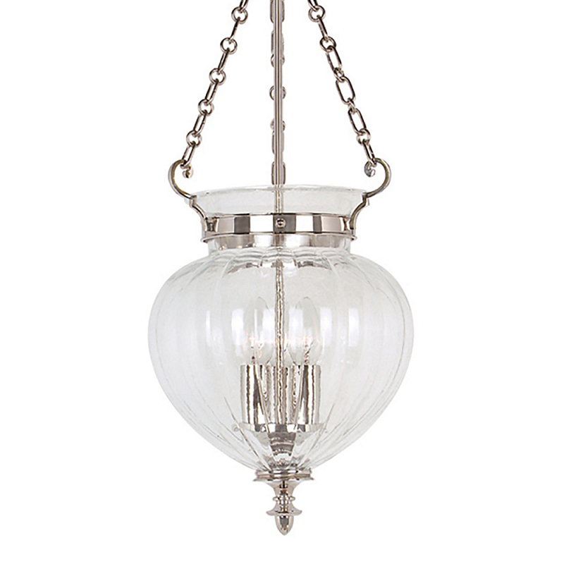 Подвесной светильник цвета никель с прозрачным ребристым стеклянным плафоном в классическом стиле Elstead Lighting Прозрачное Стекло Никель в Твери | Loft Concept 