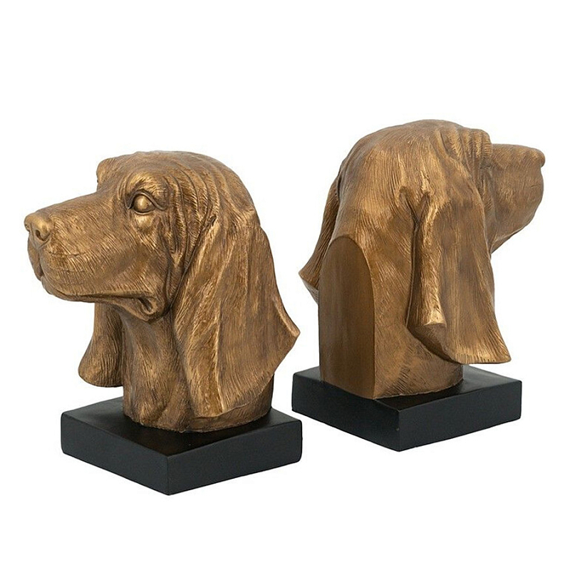 Держатель для книг с бронзовыми фигурками головы собаки Dog Elegance Бронза Черный Держатель для книг с бронзовыми фигурками головы собаки Dog Elegance Бронза Черный в Твери | Loft Concept