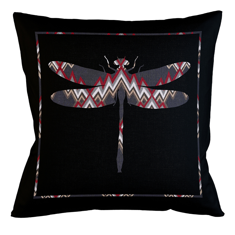 Подушка декоративная стрекоза цветной орнамент Ikat Pattern Мульти Бежевый Черный Подушка декоративная стрекоза цветной орнамент Ikat Pattern Мульти Бежевый Черный в Твери | Loft Concept
