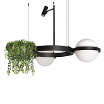 Подвесной светильник с 2-мя шарообразными плафонами и цилиндрическим спотом Light of Еyes варинант исполнения - 1 | Loft Concept в Твери