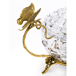 Конфетница из прозрачного рельефного стекла с ручками в виде стрекоз и фигуркой лебедя Eden Garden варинант исполнения - 2 | Loft Concept в Твери