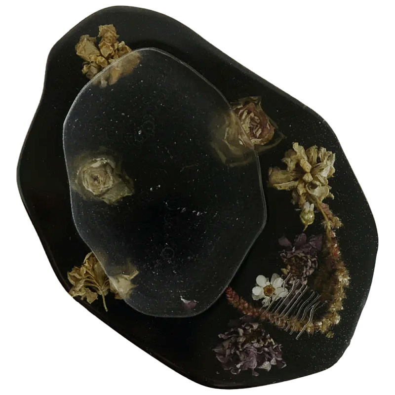 Подставка из эпоксидной смолы с цветами черная Epoxy Resin Flowers Black Черный Подставка из эпоксидной смолы с цветами черная Epoxy Resin Flowers Black Черный в Твери | Loft Concept