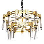 Двухъярусная люстра с прямоугольными хрустальными плафонами Glass Rectangles Gold Chandelier 76 варинант исполнения - 1 | Loft Concept в Твери