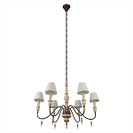 Люстра на металлическом основании с 6-ю белыми тканевыми абажурами Terrain варинант исполнения - 4 | Loft Concept в Твери