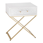 Приставной столик с выдвижным ящиком  White Table Carved Pattern варинант исполнения - 1 | Loft Concept в Твери