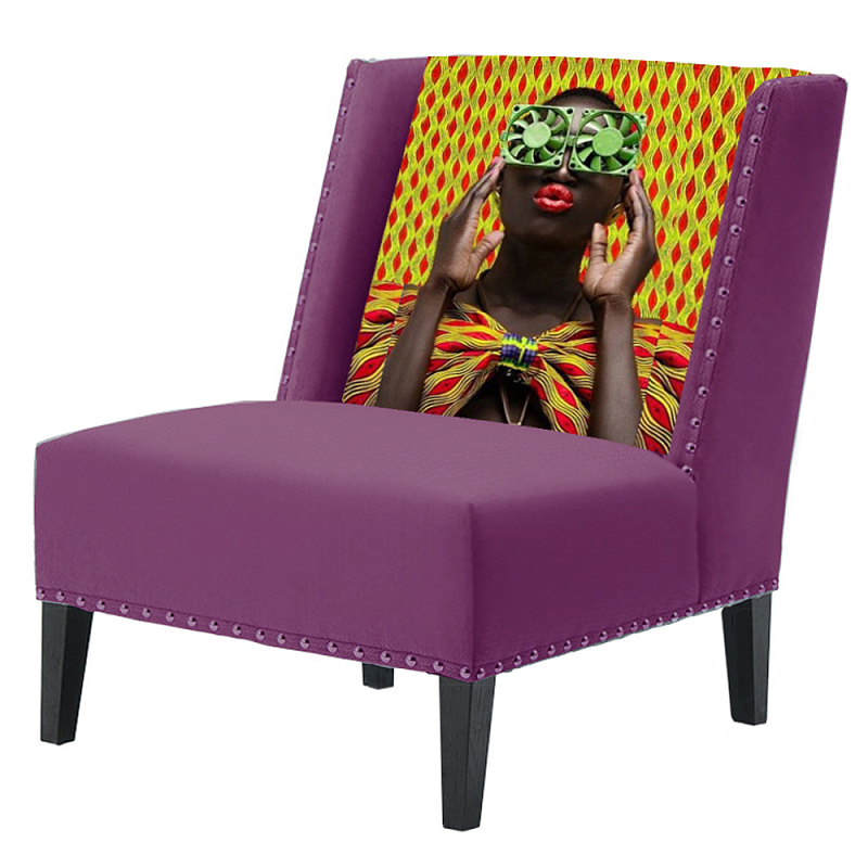 FUN Armchair Disco Purple Дизайнерское кресло с цветным принтом Баклажан FUN Armchair Disco Purple Дизайнерское кресло с цветным принтом Баклажан в Твери | Loft Concept