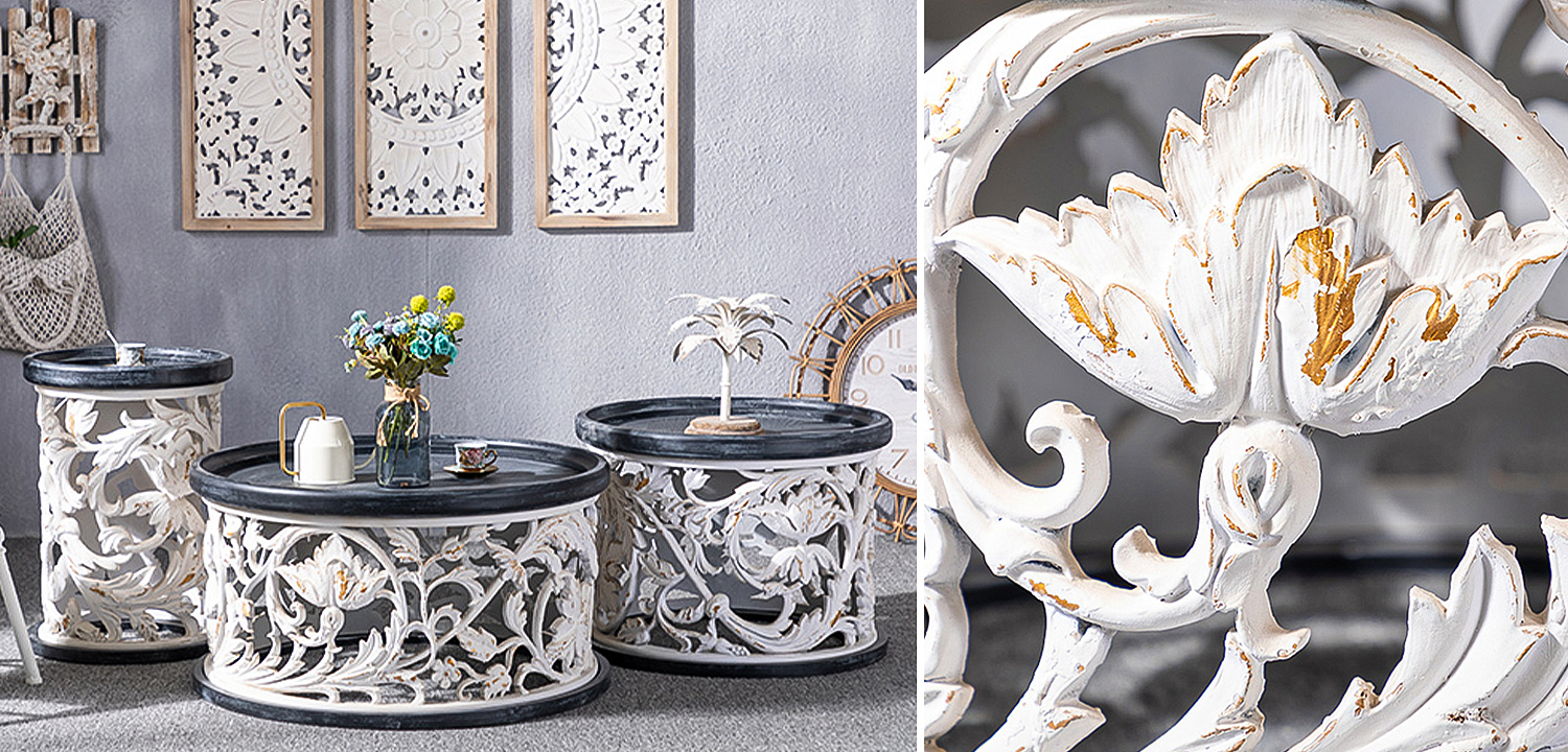 Кофейный стол Fleurette Provence Black White Coffee Table 80 Кофейный стол Fleurette Provence Black White Coffee Table 80 - Loft-Concept в Твери