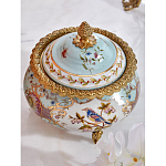 Шкатулка с крышкой из голубого фарфора с риунком птиц и цветов Blue Garden варинант исполнения - 2 | Loft Concept в Твери