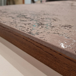 Стол обеденный с коричневой квадратной столешницей из керамики на четырех деревянных ножках Brown Ceramics варинант исполнения - 2 | Loft Concept в Твери