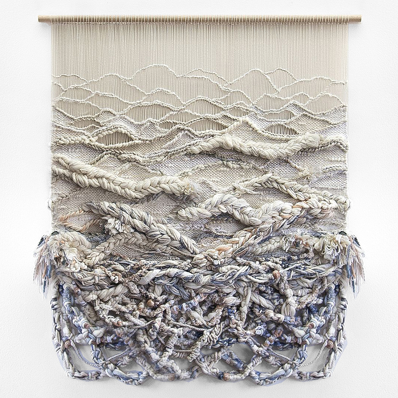Дизайнерское современное текстильное панно Жемчуг Бежевый Голубой в Твери | Loft Concept 