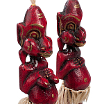 Комплект из 2-х деревянных статуэток Asmat Straw Headdress Statuettes Red варинант исполнения - 3 | Loft Concept в Твери