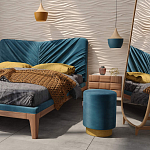 Пуф синий велюр на золотом металлическом основании Golden Belt варинант исполнения - 4 | Loft Concept в Твери