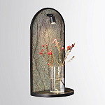 Настенный светильник зеленого цвета с черной рамкой овальной формы с полкой Herbarium  варинант исполнения - 2 | Loft Concept в Твери