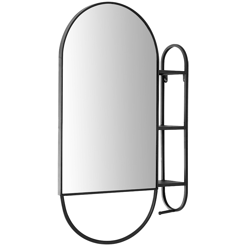 Овальное настенное зеркало с боковым креплением Cole Industrial Mood Mirror Черный в Твери | Loft Concept 