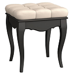 Пуф из массива бука с бежевой обивкой из велюра White Provence Black Provence варинант исполнения - 1 | Loft Concept в Твери