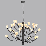 Люстра подвесная черного цвета с ветвями и белыми фарфоровыми цветами Floralis варинант исполнения - 12 | Loft Concept в Твери