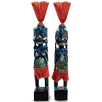 Комплект из 2-х деревянных статуэток Asmat Straw Headdress Statuettes Multicolor варинант исполнения - 2 | Loft Concept в Твери