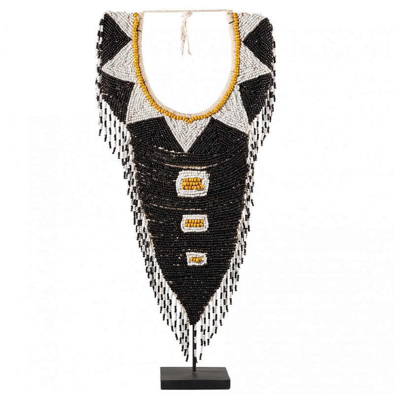 Африканское Ожерелье на подставке NECKLACE BEADS BLACK WHITE MUSTARD Черный Африканское Ожерелье на подставке NECKLACE BEADS BLACK WHITE MUSTARD Черный в Твери | Loft Concept