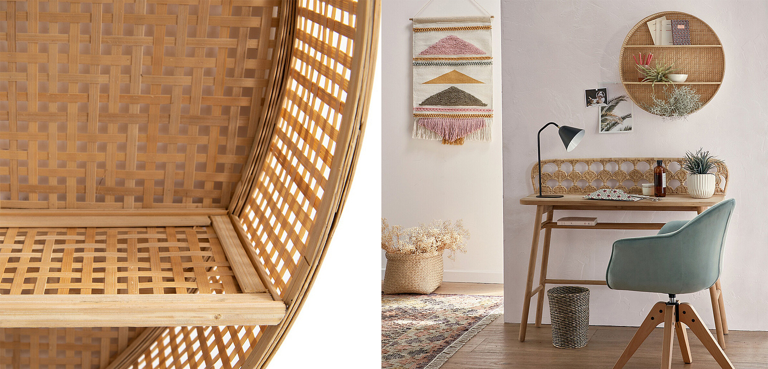 Полка Wicker Bamboo Shelf cells Полка Wicker Bamboo Shelf cells - Loft-Concept в Твери