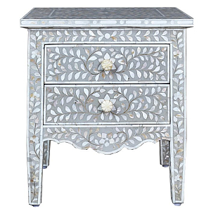 Комод инкрустация перламутром Inlaid Bone Openwork Gray Серый
