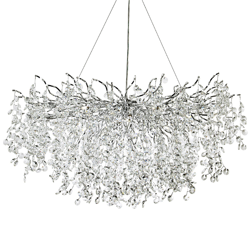 Линейная люстра с хрустальными подвесками на металлических ветках Fairytree Light Silver Linear Chandelier 18 Прозрачный Серебряный Линейная люстра с хрустальными подвесками на металлических ветках Fairytree Light Silver Linear Chandelier 18 Прозрачный Серебряный в Твери | Loft Concept