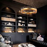 Люстра кольцевая чёрного цвета с вертикальными стеклянными элементами Ring Horizontal варинант исполнения - 2 | Loft Concept в Твери