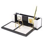 Настольный письменный набор из белого мрамора и змеевика Marble Accessory варинант исполнения - 2 | Loft Concept в Твери