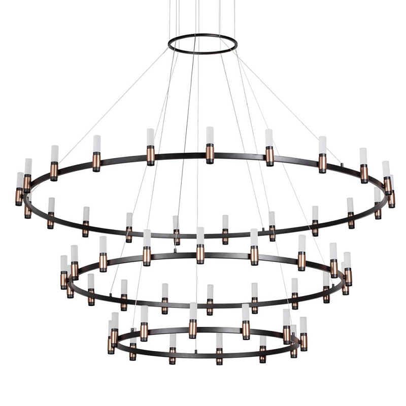 Люстра подвесная с тремя круглыми ярусами и цилиндрическими плафонами Arnaut Light Черный Белый в Твери | Loft Concept 