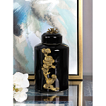 Банка с крышкой из фарфора с бронзовым цветочным элементом Eden Garden варинант исполнения - 4 | Loft Concept в Твери